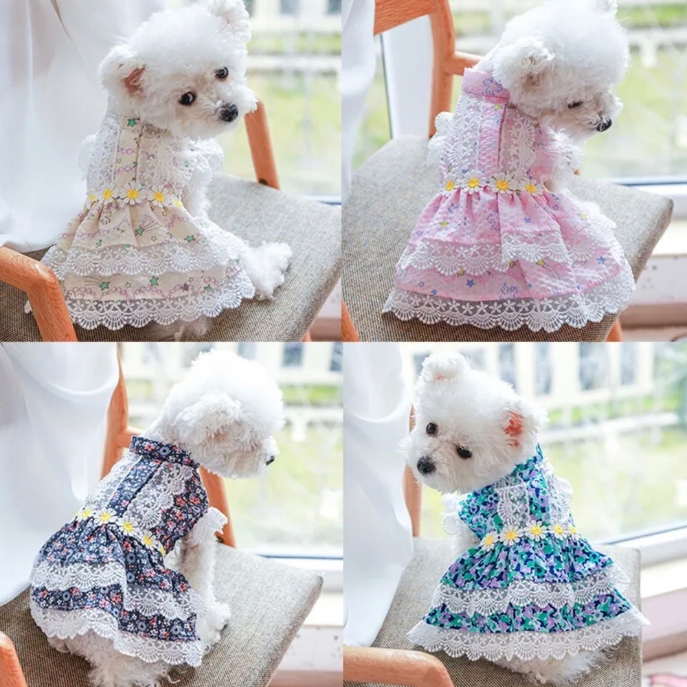 Small Pet Puppy Dog Lace Skirt Princess Dress Summer Clothes